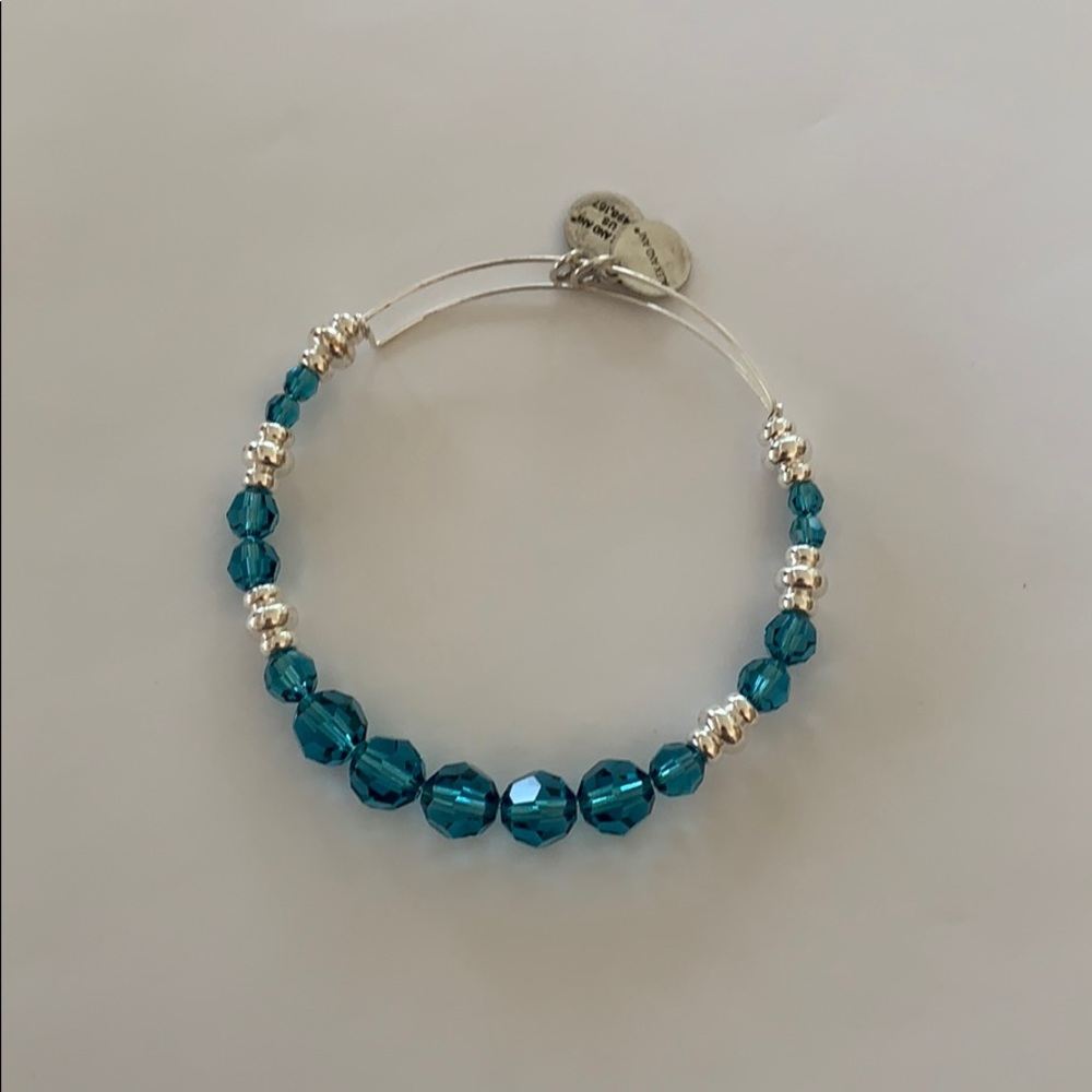 Alex and Ani Blue Swarovski Beaded Bangle Silver